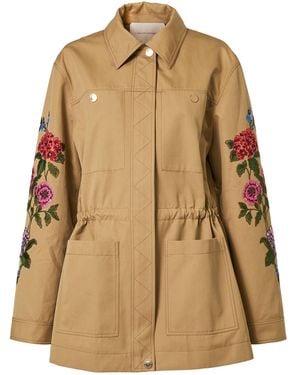 Carolina Herrera Embroidered Cotton-Twill Jacket - Natural