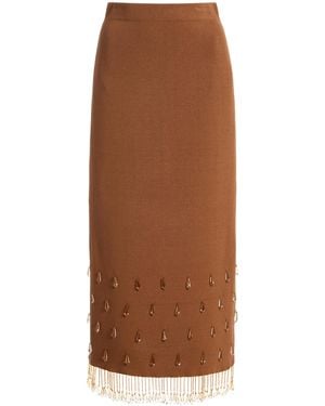 By Malene Birger Estilla Bead-Embellished Midi Skirt - Brown