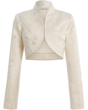 Mel Usine Cecile Jacquard Cropped Bolero Jacket - White