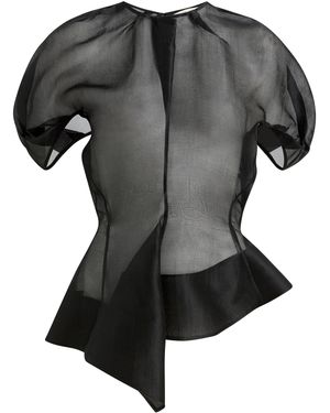 KHAITE Rumi Draped Silk Organza Top - Black
