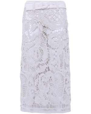 Siedres Wells Crocheted Lace Midi Skirt - White