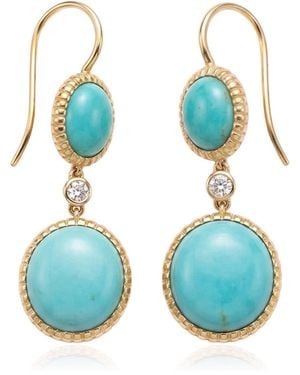 Jenna Blake Totem 18K And Diamond Earrings - Blue