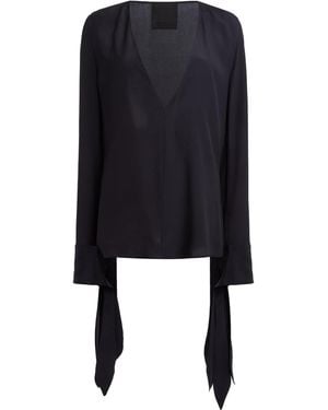 Givenchy Bow-Cuff Silk Top - Black