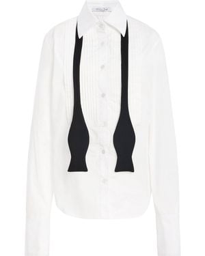 LAQUAN SMITH Tie-Detailed Cotton Shirt Dress - White