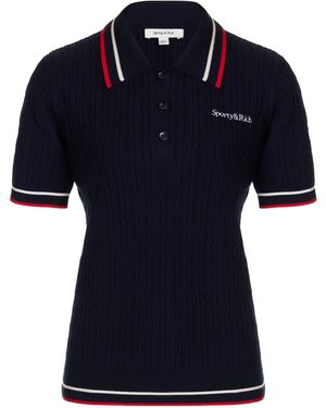 Sporty & Rich Mila Pique Polo Shirt - Blue