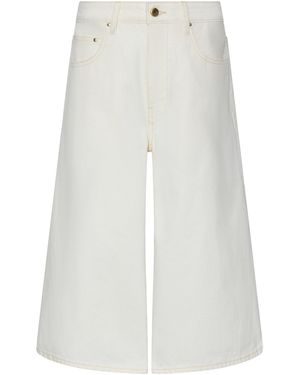 OSSOU Lorin Wide-Leg Denim Bermuda Shorts - White
