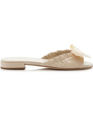 Prada Grosgrain-Trimmed Leather Sandals - White