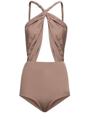 Elie Saab Double Georgette Bodysuit - Brown