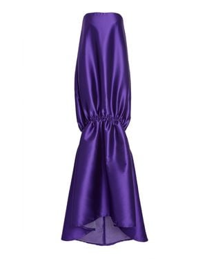 Greta Constantine Riedel Flounce Satin Gown - Purple