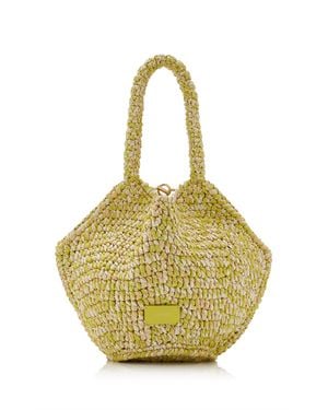 KHAITE Lotus Mini Raffia Tote - Metallic