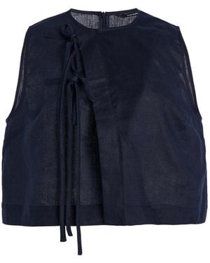 Bondi Born Leiden Tie-Front Linen Top - Blue
