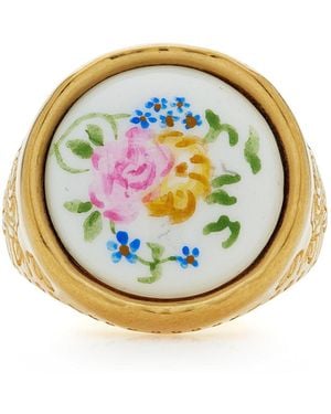 Chloé Enamel Brass Signet Ring - Blue