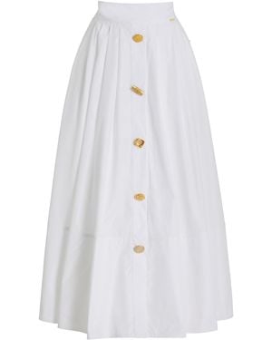 Franchise Exclusive Joe Buttoned Cotton Midi Skirt - White