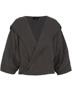Cortana Odel Hooded Linen-Blend Jacket - Black