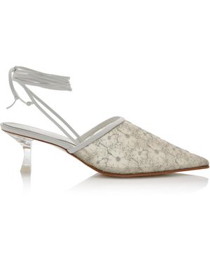 Reike Nen Exclusive Riviera Bit Convertible Floral-mesh Mules - Metallic