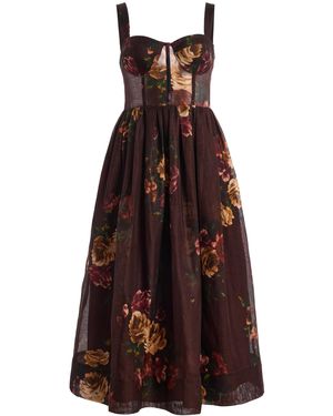 Cara Cara Phoebe Linen-Silk Midi Dress - Purple