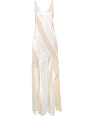 Anna October Blanche Spliced Satin Maxi Dress - White