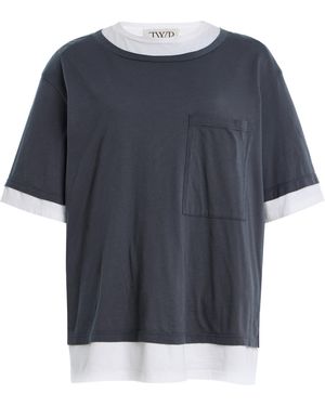 Twp Double Up Layered Cotton T-Shirt - Blue
