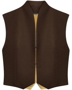 DI STAVNITSER Joker Reversible Wool-Blend Vest - Brown