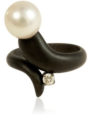Mahnaz Collection A Diamond And Pearl Ring; By Marsh & Co; Usa. C. 1940 - Metallic