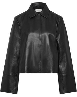 St. Agni Minimal Boxy Leather Jacket - Black