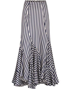 Silvia Tcherassi Florina Striped Silk Maxi Skirt - White