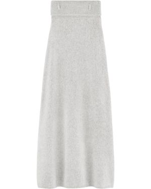 ARAKII Exclusive Ribbed Foldover Wool-Cashmere Maxi Skirt - White
