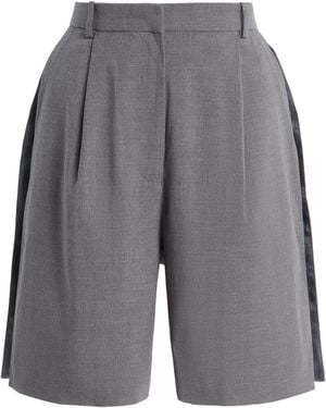 Bevza Slit Wool-Blend Shorts - Grey