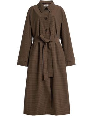 Rohe Technical Check Belted Coat - Brown