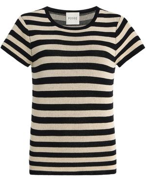 Posse Birdie Striped Knit T-Shirt - Black