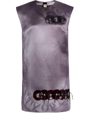 Marni Grommet-Embellished Mini Shift Dress - Purple