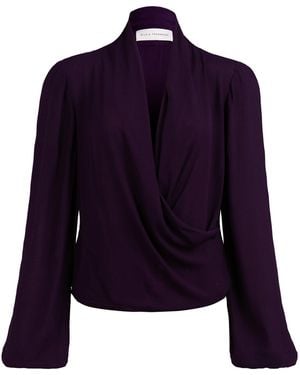 Silvia Tcherassi Tea Draped Crepe Top - Blue