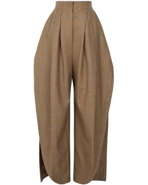 A.W.A.K.E. MODE Tailored Wool Barrel-Leg Trousers - Brown