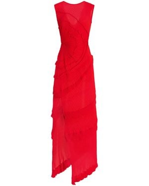 Georgia Hardinge Exclusive Opal Ruffled Plissé Jersey Maxi Dress - Red