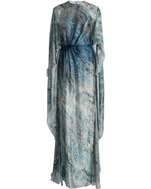 Zuhair Murad Printed Charmeuse Kaftan - Blue