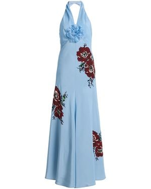 Rodarte Exclusive Floral Silk-crepe Maxi Halter Dress - Blue