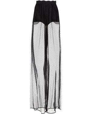 Alaïa Polka-Dot Mesh Wide-Leg Pants - Black