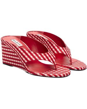 Alaïa Alaϊa Cube Wedge Thong Sandal - Red
