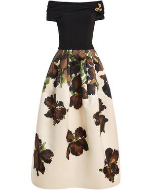 Oscar de la Renta Off-The-Shoulder Knit & Woven Maxi Dress - Black
