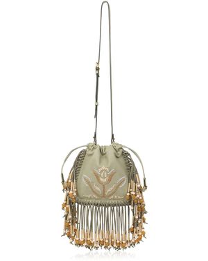 Etro Long Strap Piccola Kalispera Bag With Fringes - Metallic
