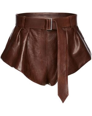 Magda Butrym Belted Leather Mini Shorts - Brown