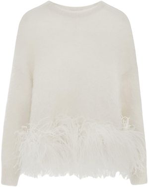 16Arlington Dovico Feathered Alpaca-Blend Sweater - White
