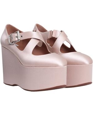 Alaïa Criss-Cross Satin Platform Court Shoes - Pink