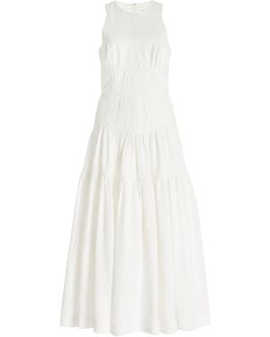 Aje. Tidal Corset Linen-blend Midi Dress - White