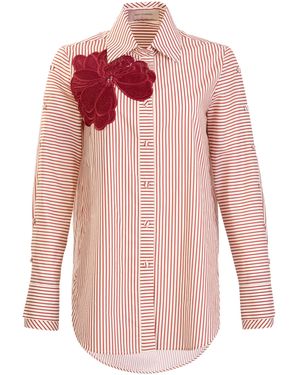 Silvia Tcherassi Premium Floral Appliqued Cotton Top - Pink