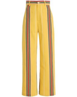 La Veste Exclusive Riviera Pippi Striped Cotton Trousers - Yellow