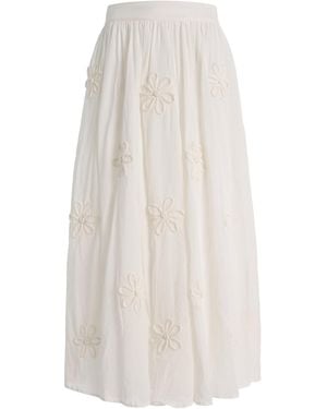 All That Remains Fleur Floral-Appliquéd Cotton-Silk Maxi Skirt - White