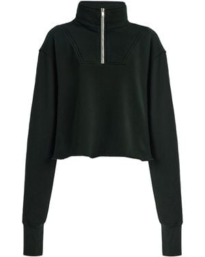 Les Tien Haley Cropped Half-Zip Cotton Sweatshirt - Black
