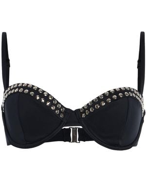 Jonathan Simkhai Amande Studded Balconette Bikini Top - Black
