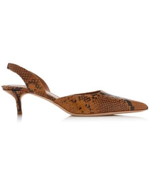 STAUD Sebastian Snake-Effect Leather Slingback Pumps - Multicolor